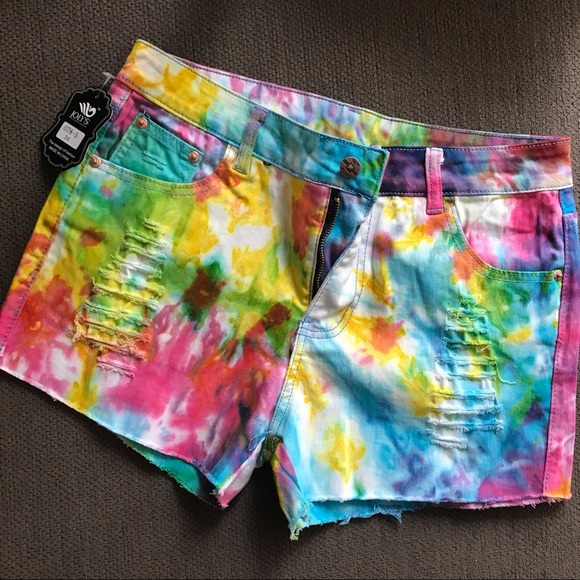 Pants - Tie Dye Denim Shorts